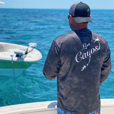 Ocean View Camo Black / Back Logo  - Quick Dry UPF 50+ Mens Long Sleeve - Wholesale